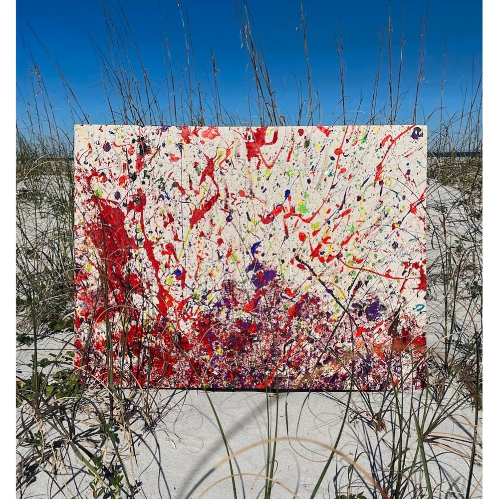 The Outpouring Abstract Splatter Painting Freedom Acceptance Peace 36x48 Canvas